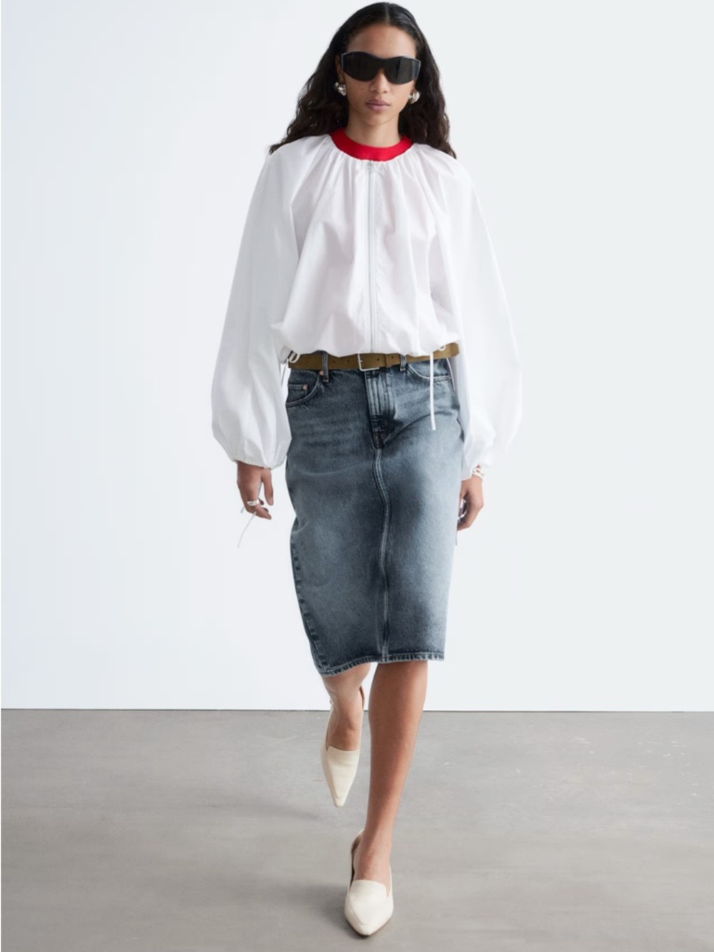 & Other Stories Denim Midi Skirt